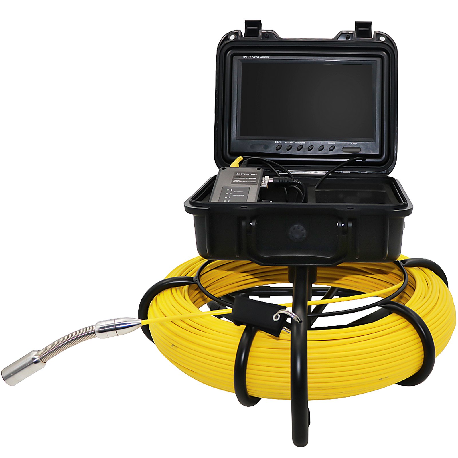 VEVOR Sewer Camera, 328ft/100m Cable, Waterproof IP68 Sewer Video Inspection Equipment, Drain Camera with 16 GB SD Card, DVR Function, 720P 9\" LCD Monitor, LED Lights