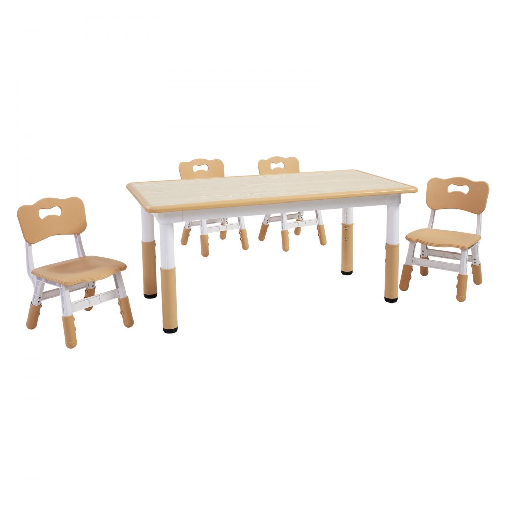 VEVOR Kids Table and 4 Chairs Set, Height Adjustable Toddler Table and Chair Set, Graffiti Desktop, Children Multi-Activity Table for Art, Craft, Reading, Learning