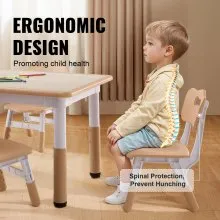 VEVOR Kids Table and 4 Chairs Set, Height Adjustable Toddler Table and Chair Set, Graffiti Desktop, Children Multi-Activity Table for Art, Craft, Reading, Learning