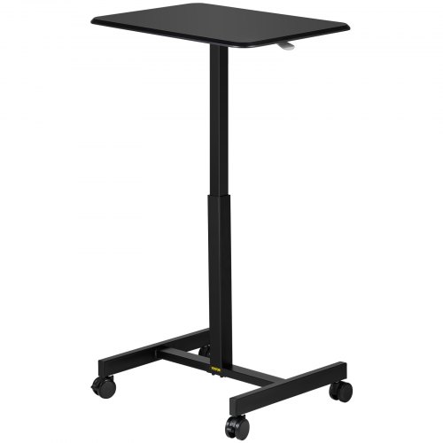 VEVOR Mobile Laptop Desk, 76 cm to 110 cm, Height Adjustable Rolling Laptop Desk w/ Gas Spring Riser, Swivel Casters and Hook, Home Office Computer Table for Standing or Sitting, Black
