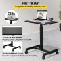 VEVOR Mobile Laptop Desk Rolling Computer Table Adjustable Laptop Desk Black