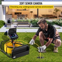 VEVOR Sewer Camera, 32.8FT 4.3" Screen, Pipeline Inspection Camera with DVR Function & Snake Cable, Waterproof IP68 Borescope w/LED Lights, Industrial Endoscope for Home Wall Duct Drain Pipe Plumbing