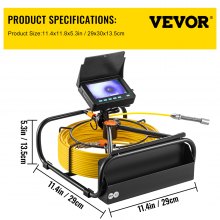 VEVOR Sewer Camera, 164FT 4.3\" Screen, Pipeline Inspection Camera with DVR Function & Snake Cable, Waterproof IP68 Borescope w/LED Lights, Industrial Endoscope for Home Wall Duct Drain Pipe Plumbing