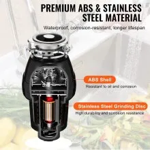 Triturador de basura Triturador de residuos de alimentos continuo de 1/2 HP 3450 RPM Conexión de 3 pernos