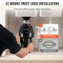 Garbage Disposal 3/4 HP Continuous Food Waste Disposer 3250RPM EZ Connect Corded