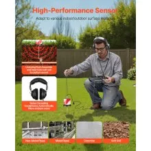 VEVOR Pipe Water Leak Detector, 1Hz-5000Hz, 7" Touchscreen Pipeline Leakage Detection Locator for 6.6FT (2m) Underground Plumbing – with Sensor, 3 Listening Rods, Headphones, 8GB Card & Carry Case