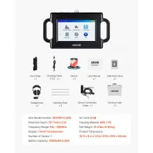 VEVOR Pipe Water Leak Detector, 1Hz-5000Hz, 7" Touchscreen Pipeline Leakage Detection Locator for 6.6FT (2m) Underground Plumbing – with Sensor, 3 Listening Rods, Headphones, 8GB Card & Carry Case