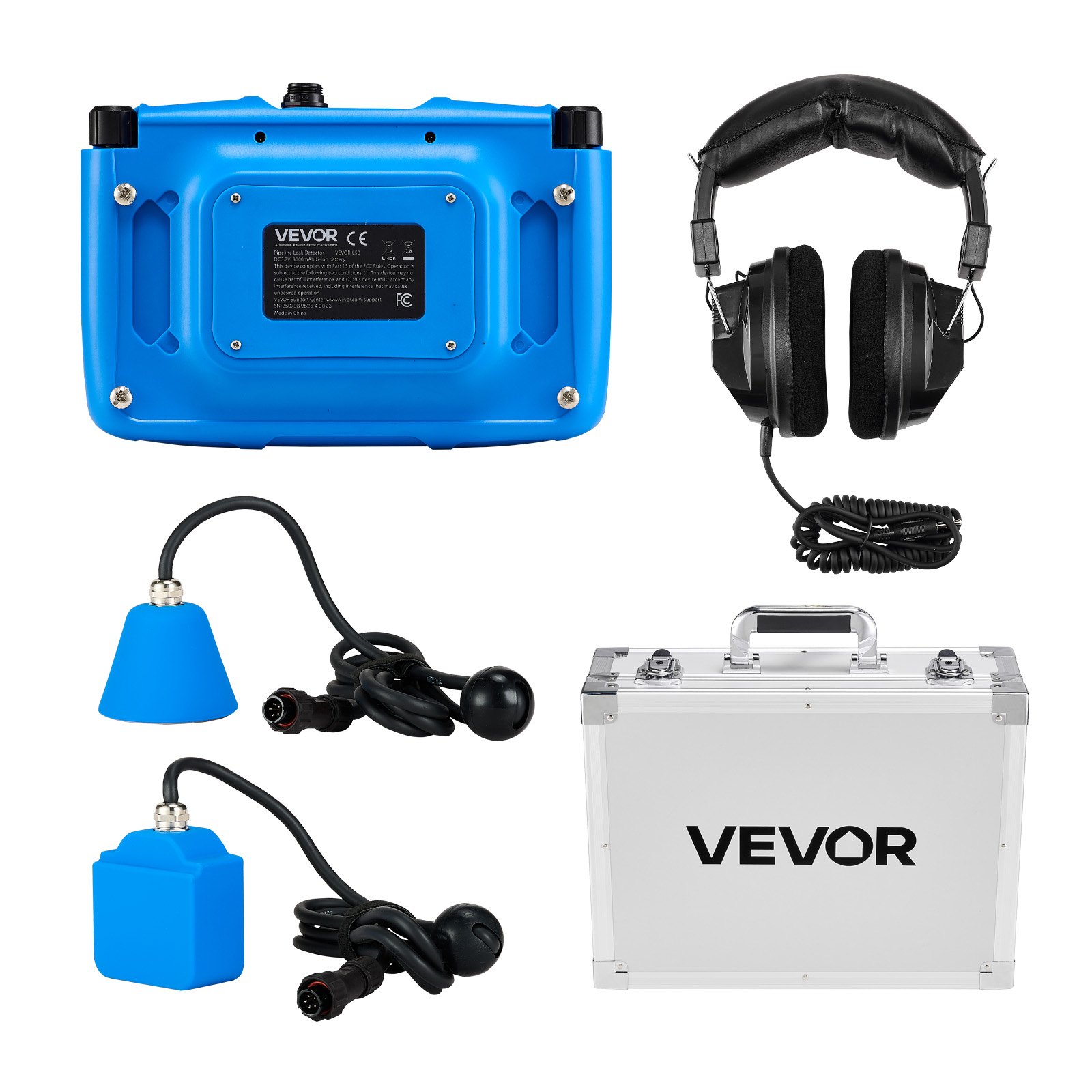 VEVOR Pipe Water Leak Detector for Indoors, 1Hz-10000Hz, 7" Touchscreen Plumbing Water Leakage Detection Locator with Horizontal & Vertical Sensors, Headphones, 8GB SD Card & Carry Case for Home Use