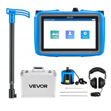 VEVOR Pipe Water Leak Detector for Outdoors, 1Hz-10000Hz, 7" Touchscreen Water Leakage Detection Locator for 16.4FT (5m) Underground Plumbing - with Medium Sensor, 3 Listening Rods, Headphone & Case