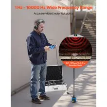 VEVOR Pipe Water Leak Detector with 4 Sensors, 1Hz-10000Hz, 7" Touchscreen Underground Plumbing Leakage Detection Locator with 3 Listening Rods, Headphones, 8GB Card & Carry Case for Indoors Outdoors