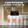 VEVOR Smart Water Monitor and Automatic Shutoff Detector, Home Water Leak Detector 2.0-4000 L/H Measure Range 6 Modes
