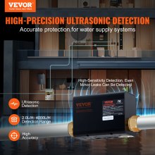 VEVOR Smart Water Monitor and Automatic Shutoff Detector, Home Water Leak Detector 2.0-4000 L/H Measure Range 6 Modes