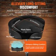 VEVOR Saddle Drum Throne, 22-27.8 in / 560-705 mm Height Adjustable, Padded Drum Stool Seat with Anti-Slip Feet 5A Drumsticks 500 lbs / 227 kg Max Weight Capacity, 360° Swivel Drum Chair for Drummers