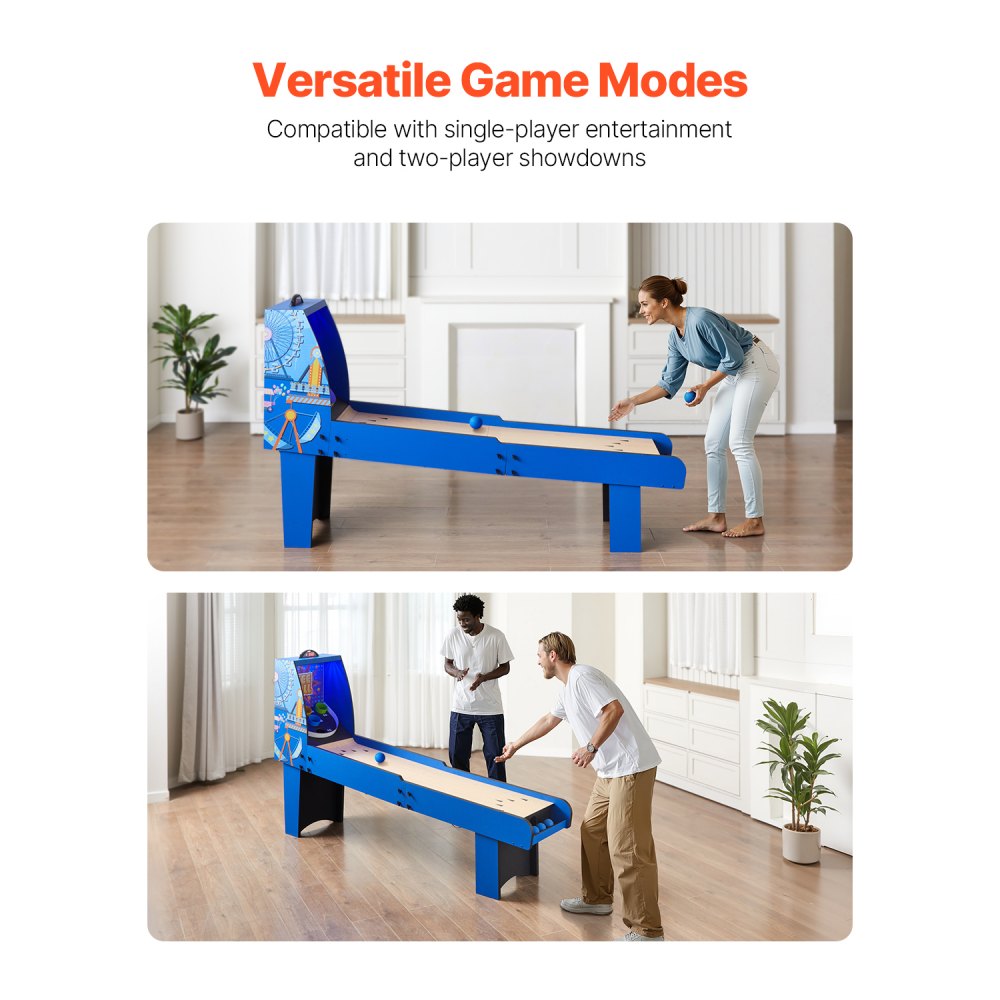 VEVOR 8' Roll and Score Classic Arcade Game Table, Arcade Machine Indoor with Electronic Scorer, Sound, Automatic Ball Return for Adults Kids Family Recreation Game Room, 4 Balls Included