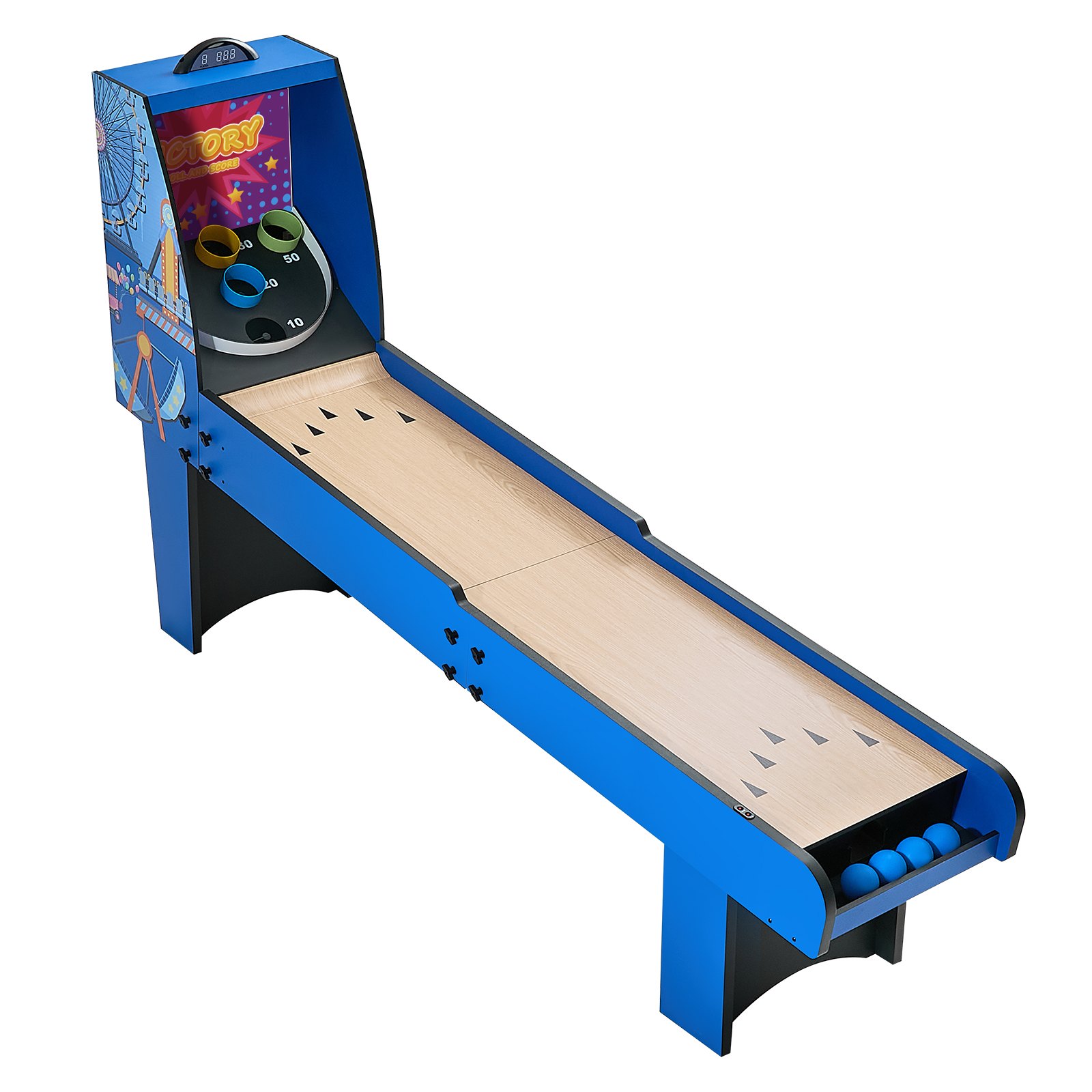 VEVOR 8' Roll and Score Classic Arcade Game Table, Arcade Machine Indoor with Electronic Scorer, Sound, Automatic Ball Return for Adults Kids Family Recreation Game Room, 4 Balls Included
