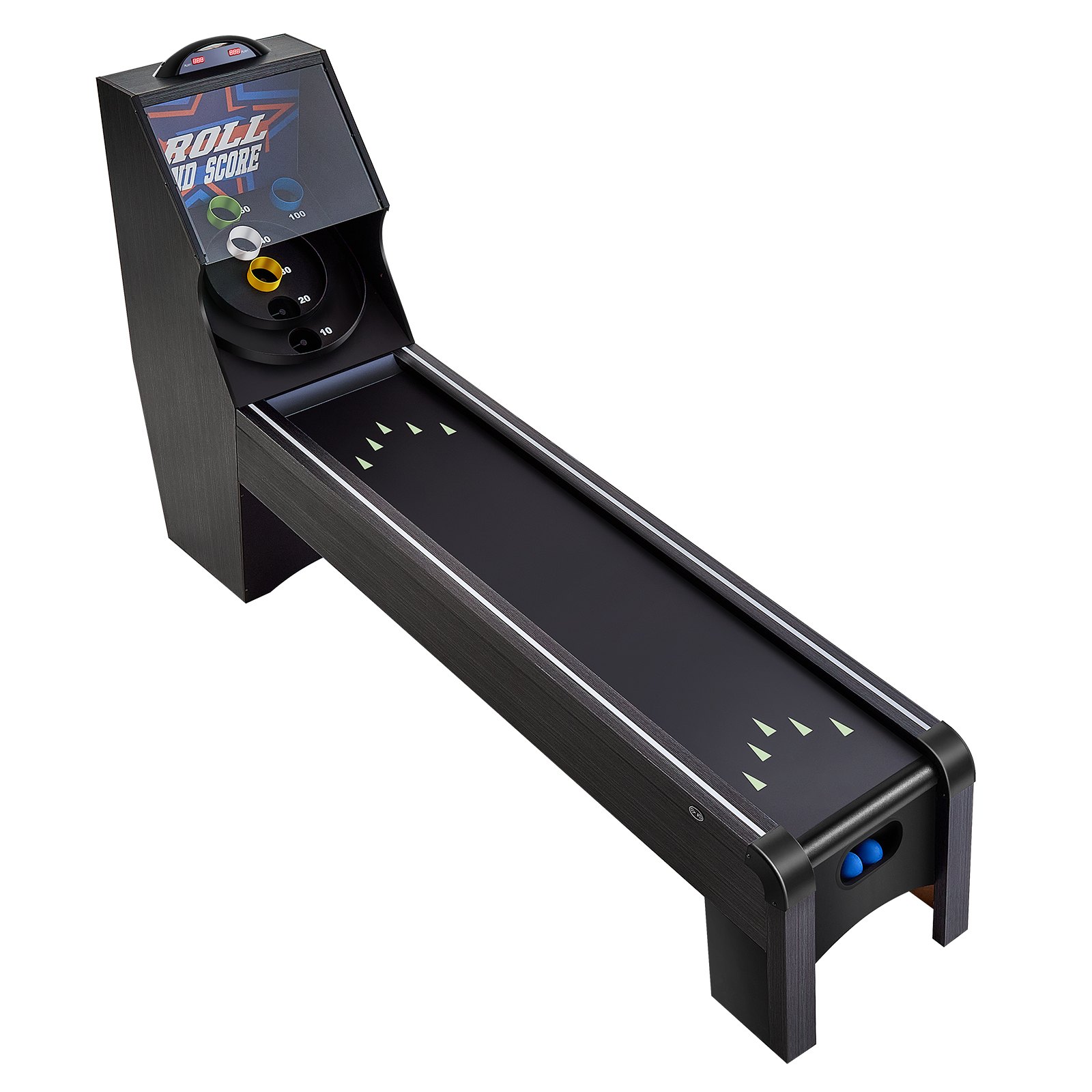 VEVOR 9' Roll and Score Classic Arcade Game Table,  with LED Electronic Scorer & Track Lighting, Sound, Automatic Ball Return, Adults Kids Home Recreation Game Room, 4 Balls Included