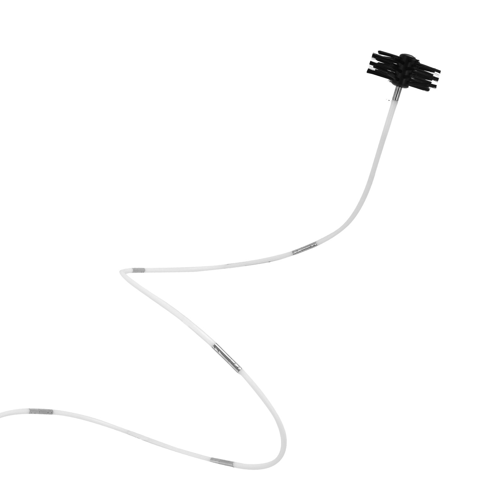 flexible long white rod with black brush end for VEVOR dryer vent cleaner kit.