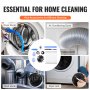 VEVOR 30 FEET Dryer Vent Cleaner Kit, 22 Pieces Duct Cleaning Brush, Reinforced Nylon Dryer Vent Brush with Complete Accessories, Dryer Cleaning Kit with Flexible Lint Trap Brush, Clamp Connectors