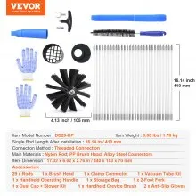VEVOR 40 FEET Dryer Vent Cleaner Kit, 29 Pieces Duct Cleaning Brush, Reinforced Nylon Dryer Vent Brush with Complete Accessories, Dryer Cleaning Kit with Flexible Lint Trap Brush, Clamp Connectors