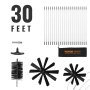 VEVOR Kit de 22 piezas de limpiador de ventilación para secadora de 30 pies, incluye 3 tamaños diferentes de cepillo flexible para trampa de pelusa, cepillo de ventilación para limpieza de conductos de nailon reforzado, kit de limpieza para secadora con conectores de abrazadera
