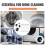 VEVOR dryer vent cleaner kit with 3 brush heads for cleaning dryer ducts, air conditioning ducts, and roof vents.