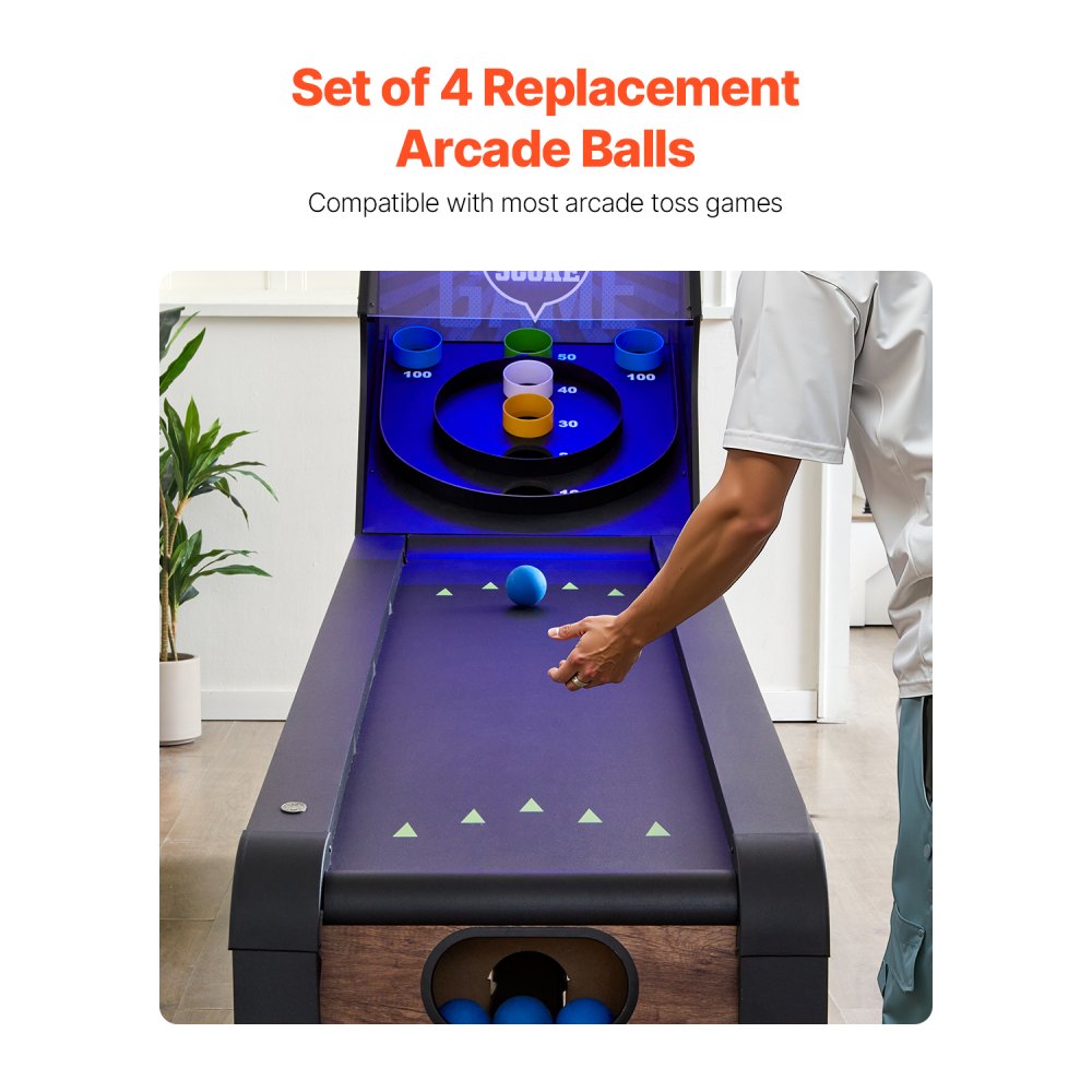 VEVOR Roll and Score Classic Arcade Game Ball, 4-pack Replacement Set, Arcade Accessory for Arcade Tossing Ball Games, Ideal for Adults Kids Family Recreation Game Rooms Outdoor Activities
