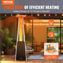 VEVOR Propane Patio Heater 48000BTU Pyramid w/Wheels for Outdoor Patio Bronze