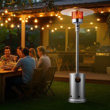 Chauffage de terrasse au propane VEVOR 50 000 BTU grand martelé avec table ronde pour extérieur argent