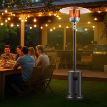 Chauffage de terrasse au propane VEVOR 50 000 BTU grand martelé avec roues extérieur gris argenté