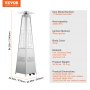 VEVOR Propane Patio Heater 48000BTU Pyramid w/Wheels for Outdoor Patio Silver