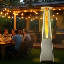 VEVOR Propane Patio Heater 48000BTU Pyramid w/Wheels for Outdoor Patio Silver