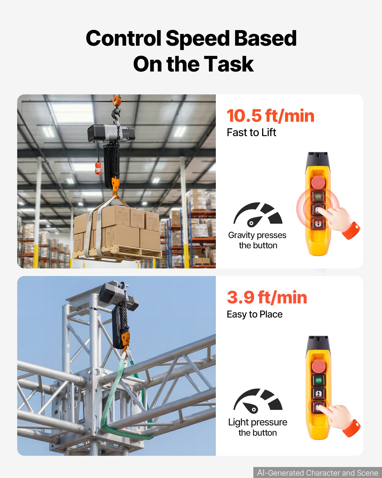 VEVOR 11000 lbs Electric Chain Hoist 30 ft Lift Three-Phase Overhead Crane, Double G100 Chain with 328 ft Wireless & 27 ft Wired Remote Control, 208-240V/440-480V, for Factories, Warehouses, Garages