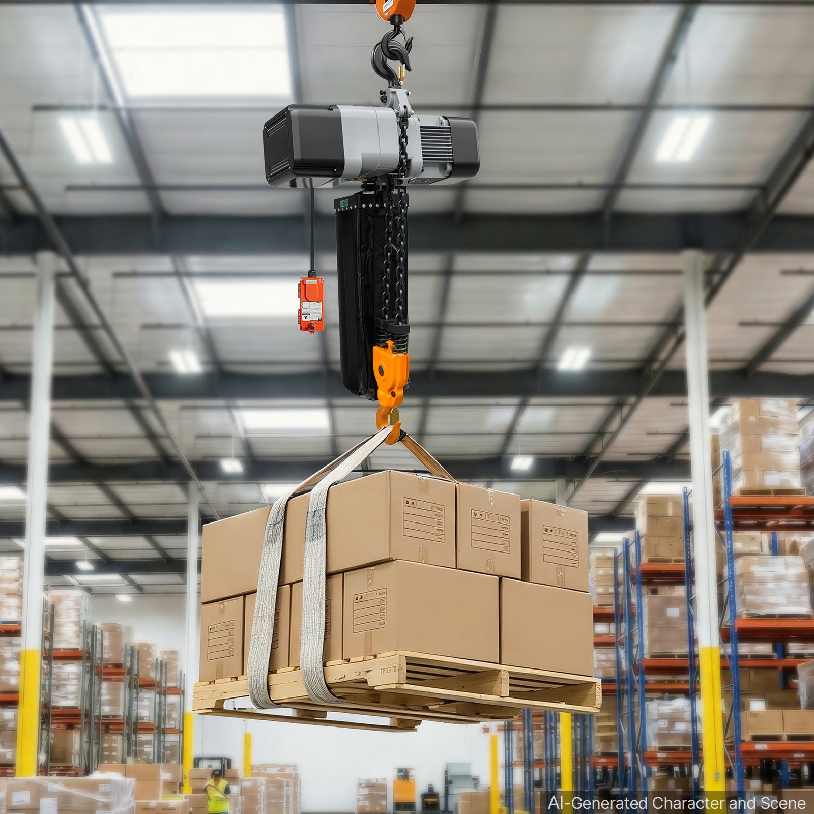 VEVOR 11000 lbs Electric Chain Hoist 30 ft Lift Three-Phase Overhead Crane, Double G100 Chain with 328 ft Wireless & 27 ft Wired Remote Control, 208-240V/440-480V, for Factories, Warehouses, Garages