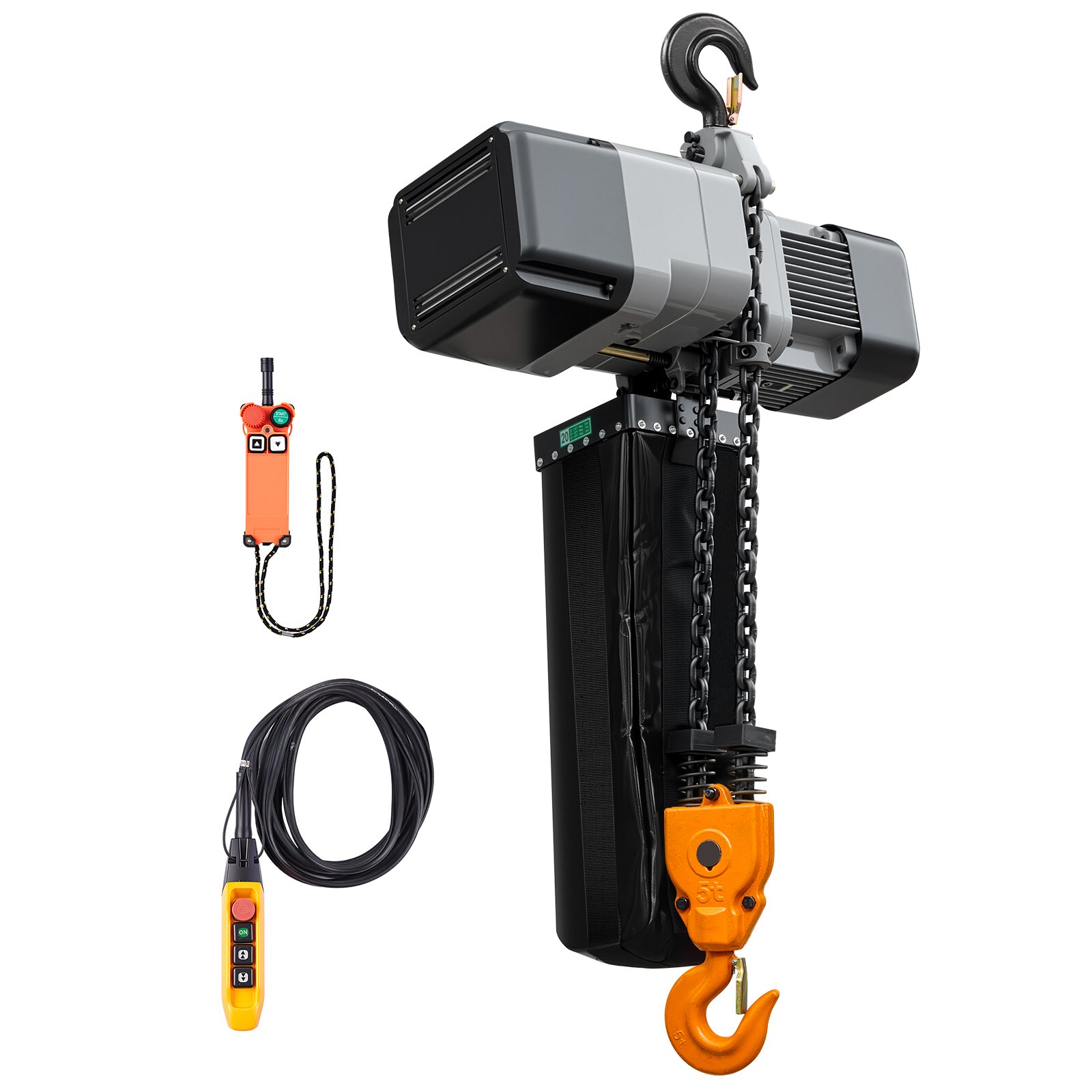 VEVOR 11000 lbs Electric Chain Hoist 30 ft Lift Three-Phase Overhead Crane, Double G100 Chain with 328 ft Wireless & 27 ft Wired Remote Control, 208-240V/440-480V, for Factories, Warehouses, Garages