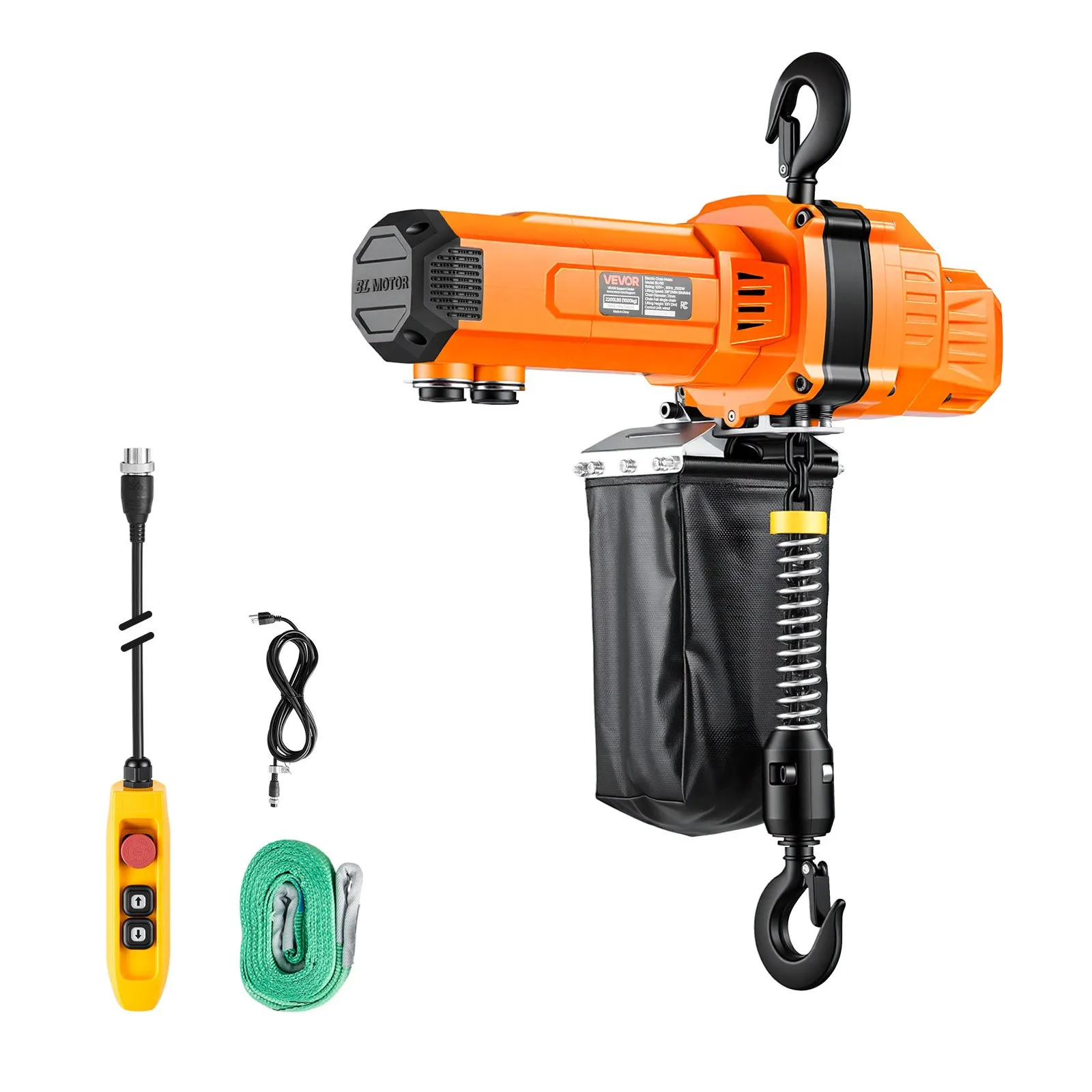 VEVOR 2200 lbs Electric Chain Hoist, 10 ft Lifting Height, 120V Single Phase Overhead Crane with 10 ft Wired Remote Control, G100 Chain Electric Lift Hoist for Factories, Warehouses, Garages