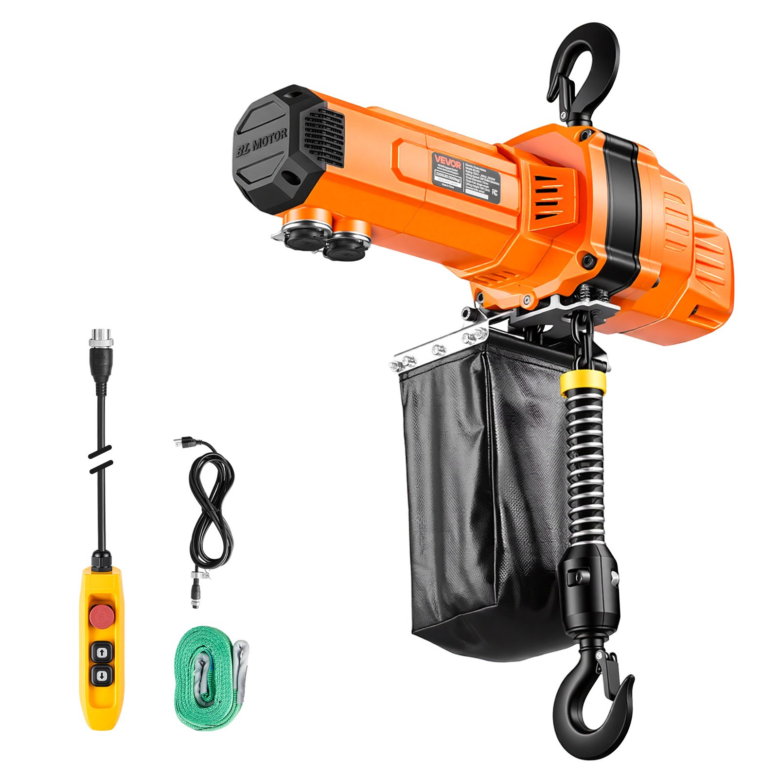 VEVOR 2200 lbs Electric Chain Hoist, 10 ft Lifting Height, 120V Single Phase Overhead Crane with 10 ft Wired Remote Control, G100 Chain Electric Lift Hoist for Factories, Warehouses, Garages