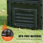 VEVOR Garden Compost Bin 80 Gal, BPA Free Composter, Large Capacity Outdoor Composting Bin with Top Lid and Bottom Door, Easy Assembling, Lightweight, Fast Creation of Fertile Soil