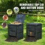 VEVOR Havekompostbeholder 80 Gal, BPA-fri komposter, udendørs kompostbeholder med stor kapacitet med toplåg og bunddør, nem at samle, let, hurtig skabelse af frugtbar jord