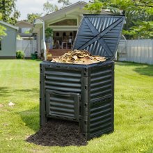 Caixa de compostagem de jardim VEVOR 80 galões, compostor sem BPA, caixa de compostagem externa de grande capacidade com tampa superior e porta inferior, fácil montagem, criação leve e rápida de solo fértil