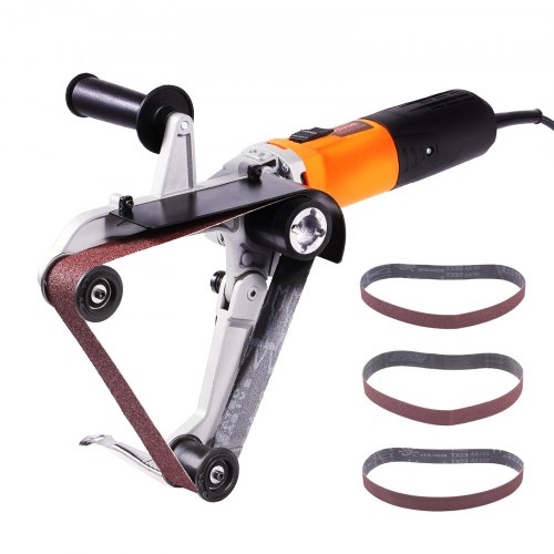 VEVOR Pipe Tube Polisher Sander, 1300W Pipe Belt Sander with 6 Variable Speeds 1100-3200rpm, Professional Belt Sander Grinding Machine with 3PCS Sanding Belts for Burnishing Finishing Rust Removal