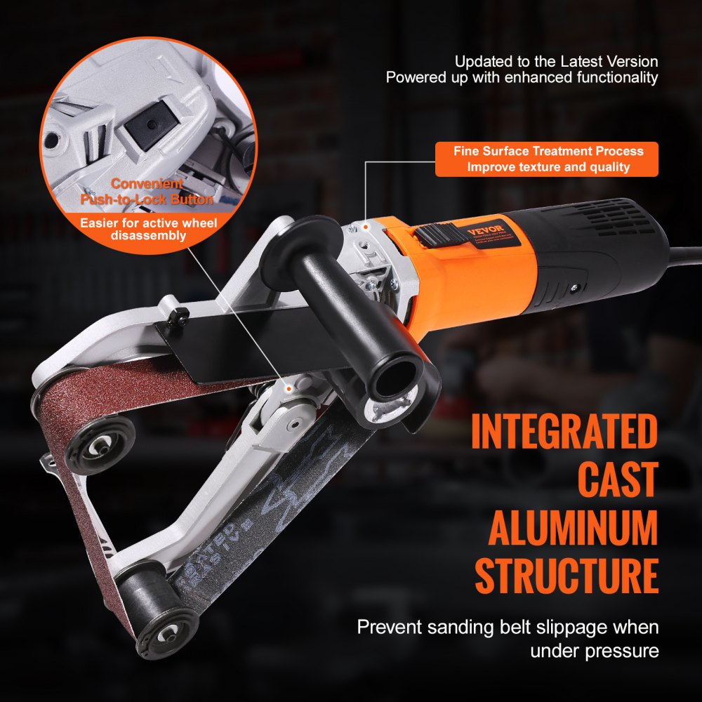 VEVOR Pipe Tube Polisher Sander, 1300W Pipe Belt Sander with 6 Variable Speeds 1100-3200rpm, Professional Belt Sander Grinding Machine with 3PCS Sanding Belts for Burnishing Finishing Rust Removal