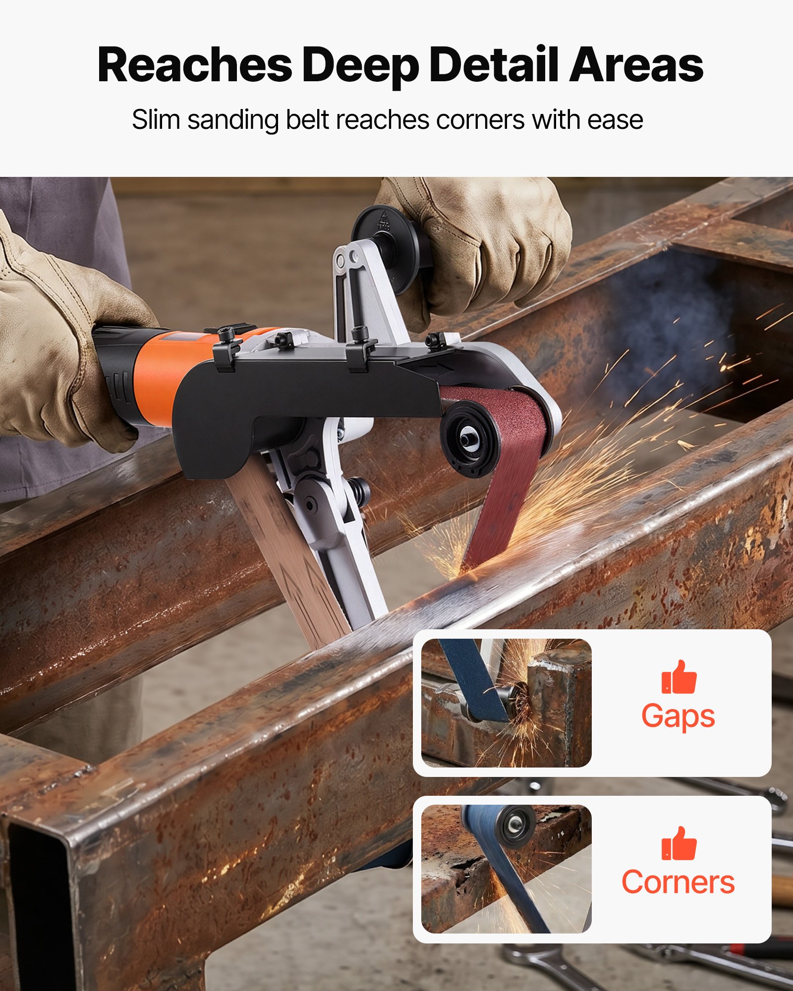 VEVOR Pipe Tube Polisher Sander, 1000W Pipe Belt Sander with 6 Variable Speeds 1100-3200rpm, Professional Belt Sander Grinding Machine with 100PCS Sanding Belts for Burnishing Finishing Rust Removal