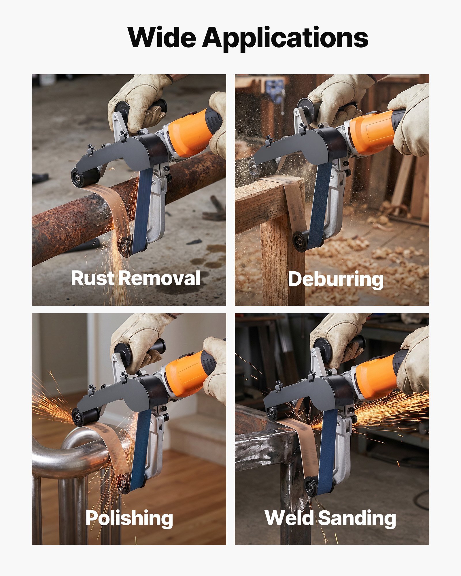VEVOR Pipe Tube Polisher Sander, 1000W Pipe Belt Sander with 6 Variable Speeds 1100-3200rpm, Professional Belt Sander Grinding Machine with 100PCS Sanding Belts for Burnishing Finishing Rust Removal
