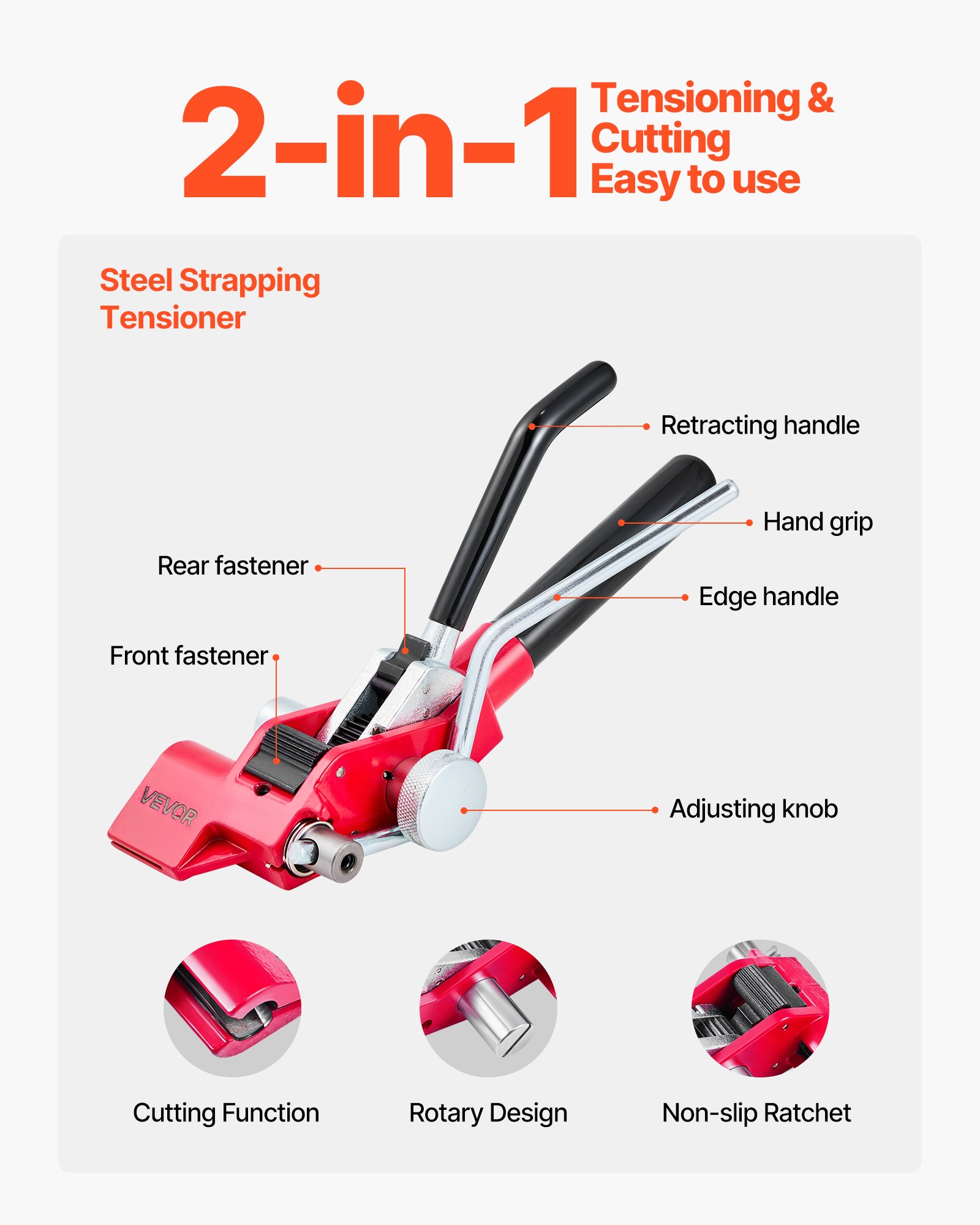 VEVOR Steel Banding Strapping Kit, Heavy Duty Banding Sealer Tool with 30.5 m Binding Straps, 100 Metal Clasps, Manual Pallet Packaging Strapping Kit for Warehouse, Transportation, Industrial Bundling