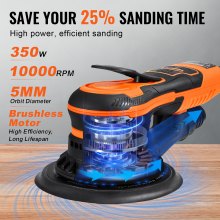 VEVOR Random Orbital Sander 5 & 6-Inch Brushless Orbital Sander Sander 10000 PRM