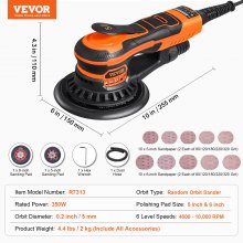 Random Orbital Sander 5" & 6" Brushless Orbital Sander Sander 10000PRM 6 Speed