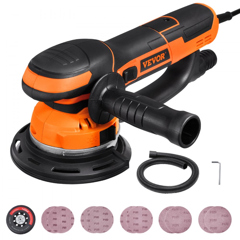 Random Orbital Sander 6'' DA & GA Dual-Action Sander 10 PCS Sandpapers 6 Speeds