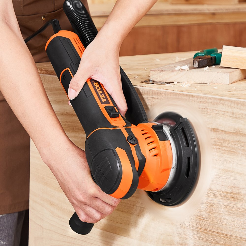 VEVOR Random Orbital Sander, 6-Inch DA & GA Dual Action Orbital Sander, 850W 7400PRM 6 Variable Speed Electric Palm Sander with 10PCS Sandpapers, Dust Connector for Woodworking Detailing Sanding