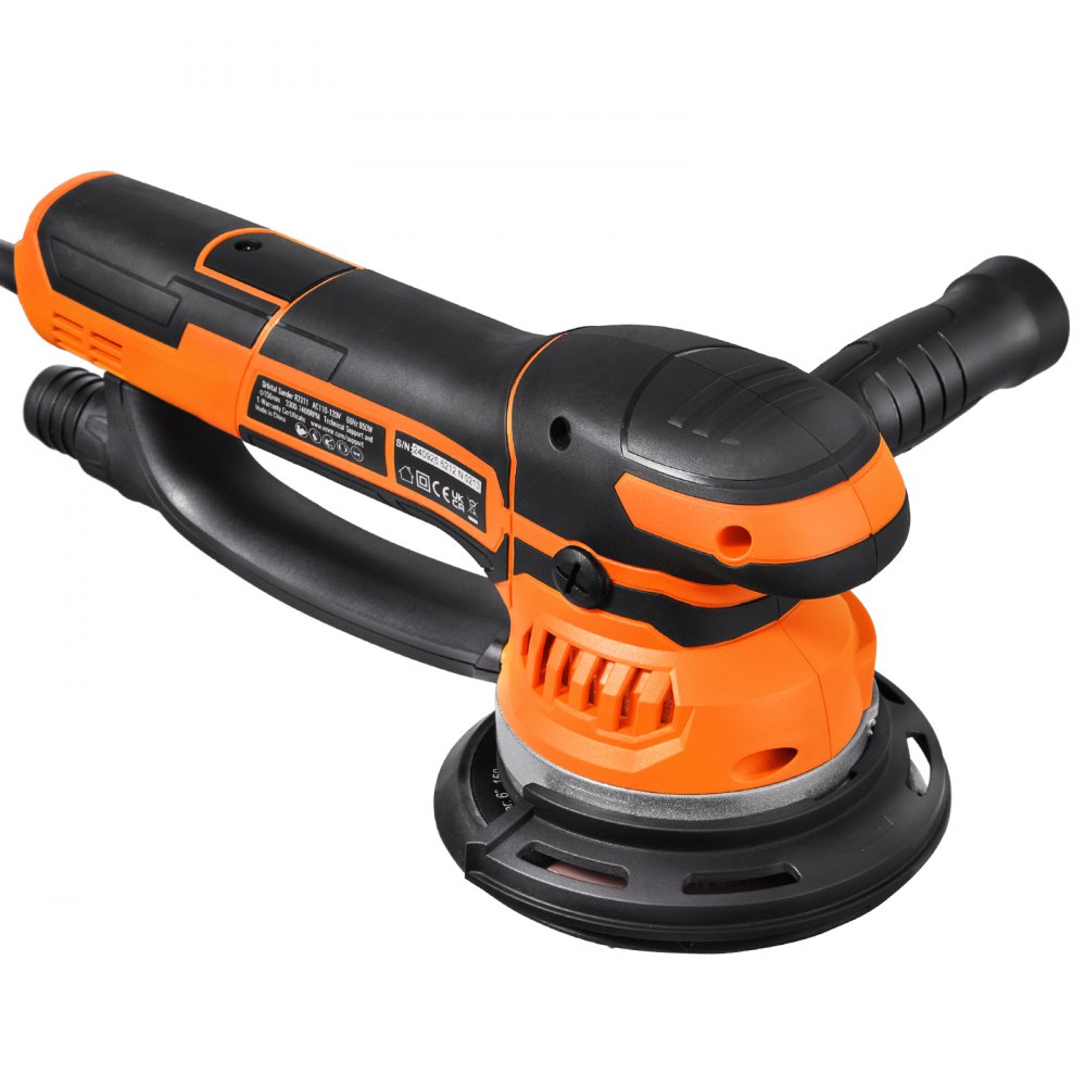 VEVOR Random Orbital Sander, 6-Inch DA & GA Dual Action Orbital Sander, 850W 7400PRM 6 Variable Speed Electric Palm Sander with 10PCS Sandpapers, Dust Connector for Woodworking Detailing Sanding