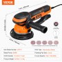 VEVOR Random Orbital Sander, 6-Inch DA & GA Dual Action Orbital Sander, 850W 7400PRM 6 Variable Speed Electric Palm Sander with 10PCS Sandpapers, Dust Connector for Woodworking Detailing Sanding